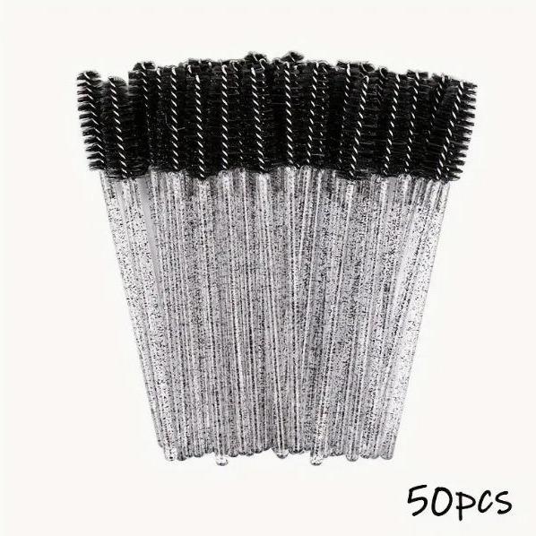 Disposable Eyelash & Eyebrow Brush Tools, 50pcs Glitter Crystal Design Eyelashes Brushes Comb, Daily Makeup Tools, Eyelashes Makeup Tools, Birthday Box for Girl, ThanksGiving Gift, Birthday Gift for her, Best Christmas gift for women 1
