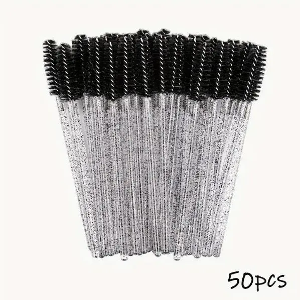 Disposable Eyelash & Eyebrow Brush Tools, 50pcs Glitter Crystal Design Eyelashes Brushes Comb, Daily Makeup Tools, Eyelashes Makeup Tools, Birthday Box for Girl, ThanksGiving Gift, Birthday Gift for her, Best Christmas gift for women 1