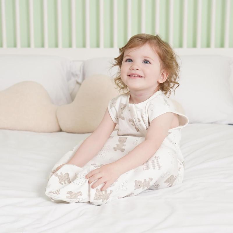Baby Sleeping Bag, 0.5 Tog Sleeping Bag 6 to 18 Months, Sleeping Bag Baby with Adjustable Length 65-85cm, Soft Cotton Breathable Summer Infant Toddler sleeping bag, Animals Print 1