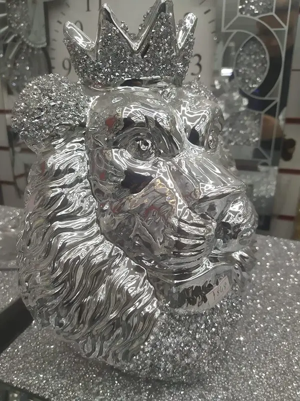 Zidan Bargains Crushed Diamond Crystal Jewel Sparkle Ornament Bling Gift Lion King Face With Crown 1