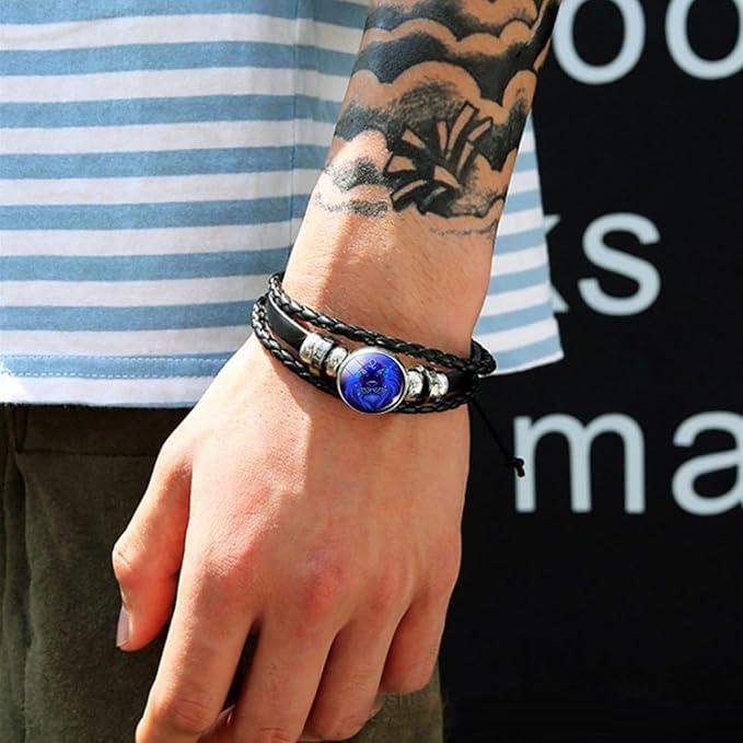 Zodiac Signs Spirit Bracelet, Zodiac Guardian Bracelet, Manifestation Bracelet, Zodiac Constellation Bracelets, Spirit Bracelets Zodiac,  Multilayer Adjustable Twelve Constellation Zodiac Leather Bracelets for Unisex necklace necklace  gift 7