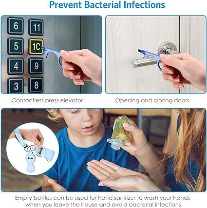 10 PCS Safety Keychain Set for Women and Kids, Self Defense Keychain Set with Safe Sound Personal Alarm, Loud Security Alarms Keychain with LED Light, Whistle, No Touch Door Opener (Blue) 4