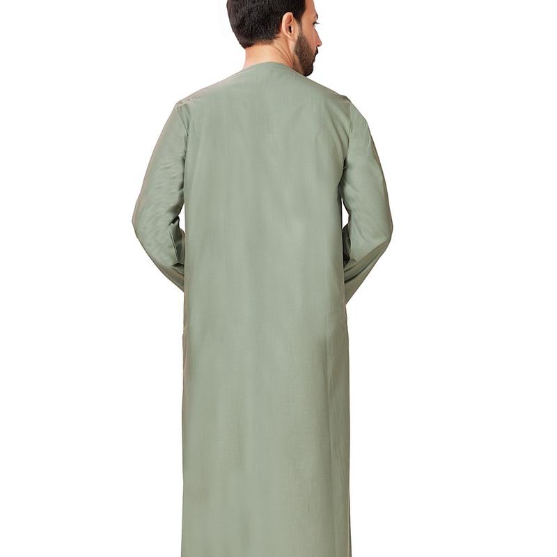 Classic Omani Thobe Men’s Jubba Mint Green Matte Cotton Finish 4