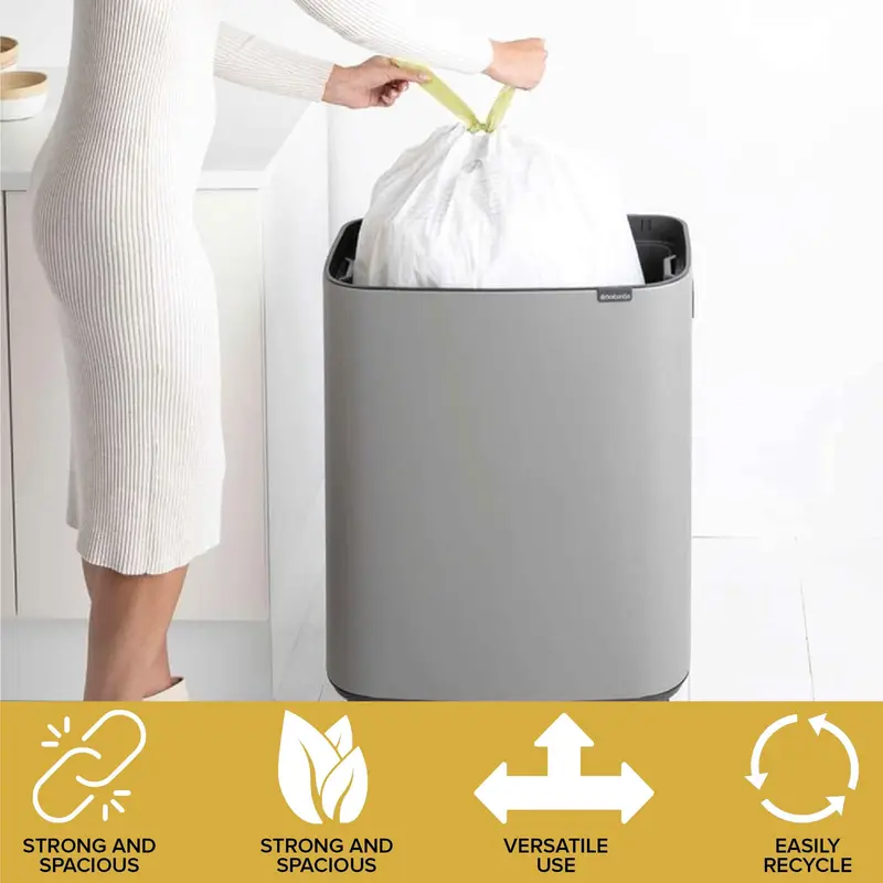 Bin Bags 50 Litre Bin Liners Pack of 15 Heavy Duty Rubbish Garbage Bags Strong Refuse Sacks Thick Plastic Trash Bags with Tie Tape Drawstring Handles Everyday Use, Household, Office & Kitchen Waste 3