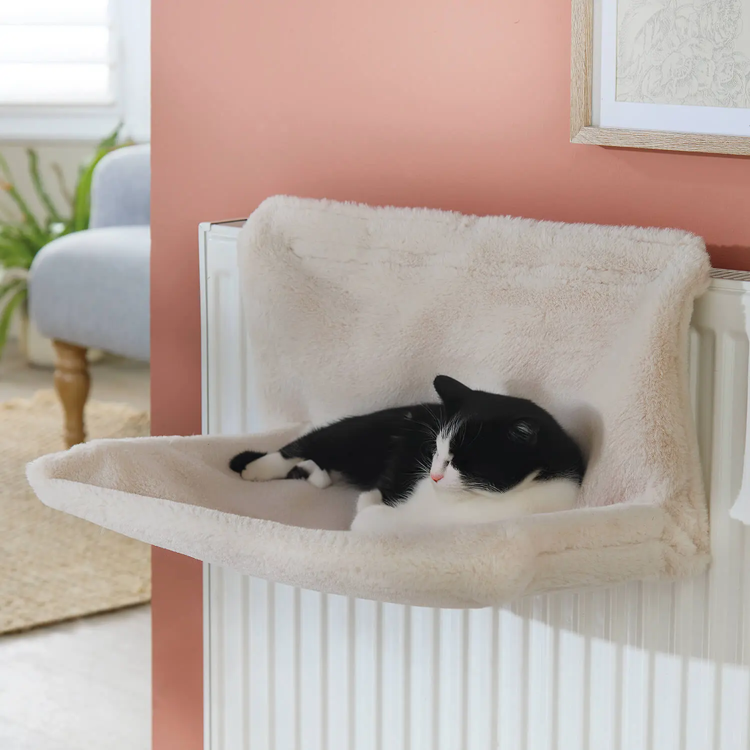 "Luxurious Cat Radiator Bed – Keep Your Feline Warm and Cozy All Winter! Perfectly designed to fit most radiators, this bed provides a soft, elevated space for you cat  Sofas & Mats . Easy to set up, durable, and snug  " Grey Pet Beds Sofas & Mats