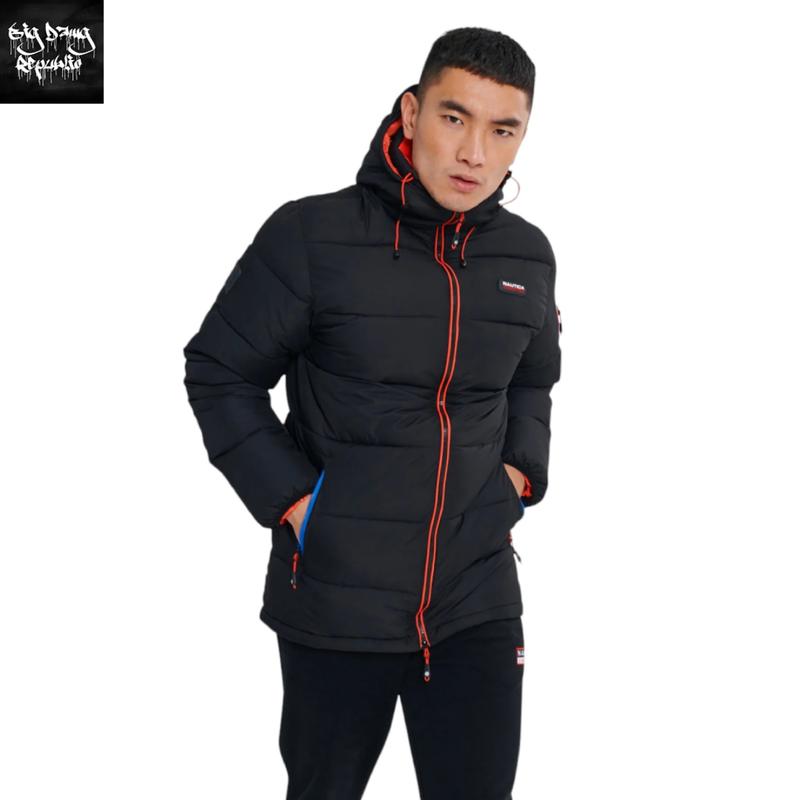 NAUTICA COMPETITION Men's Mako Puffer Padded Hooded Wrap Around Neck Winter Jacket Menswear  Coats 0