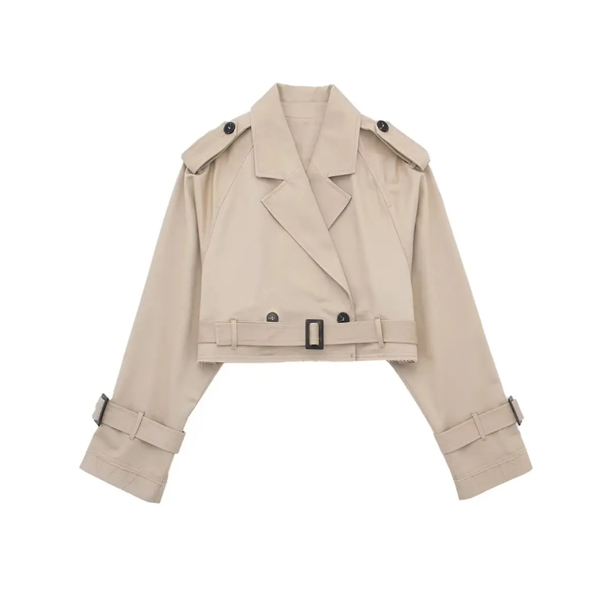 2024 Spring And Autumn New Women'S Fashion Europe And The United States With A Belt Long Sleeve Short Casual Trench Coat Womenswear Check Jackets Tops  Outerwear