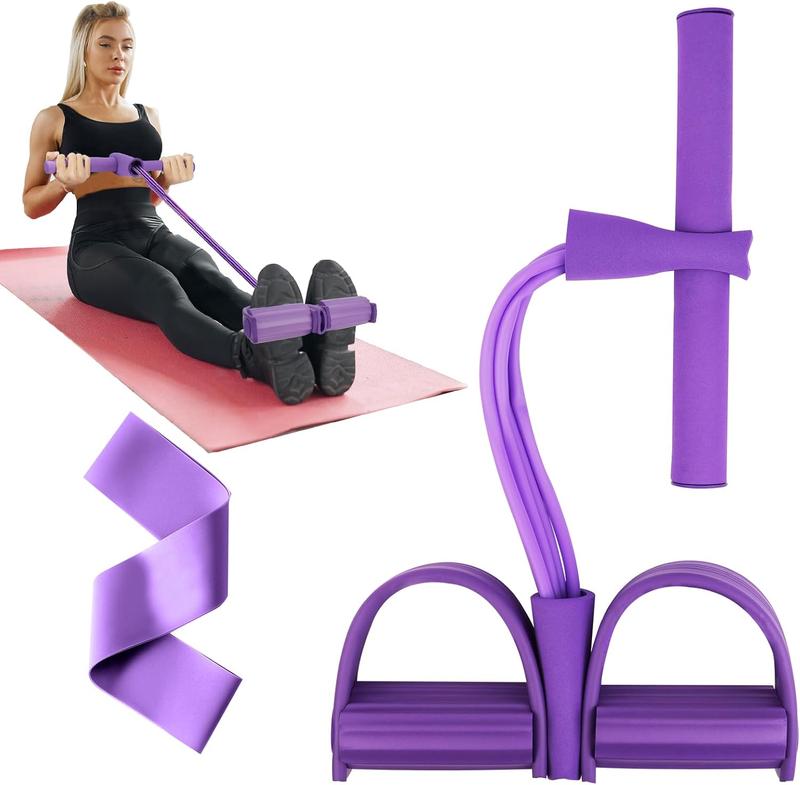 Multifunction Resistance Training, 4 Tube Pedal Resistance Band, Sit-up Pull Rope Fitness, Tension Rope Sport Trainer, Tummy Trimmer, Home Gym Equipment for Women/Men pull  rope tight  rope 0
