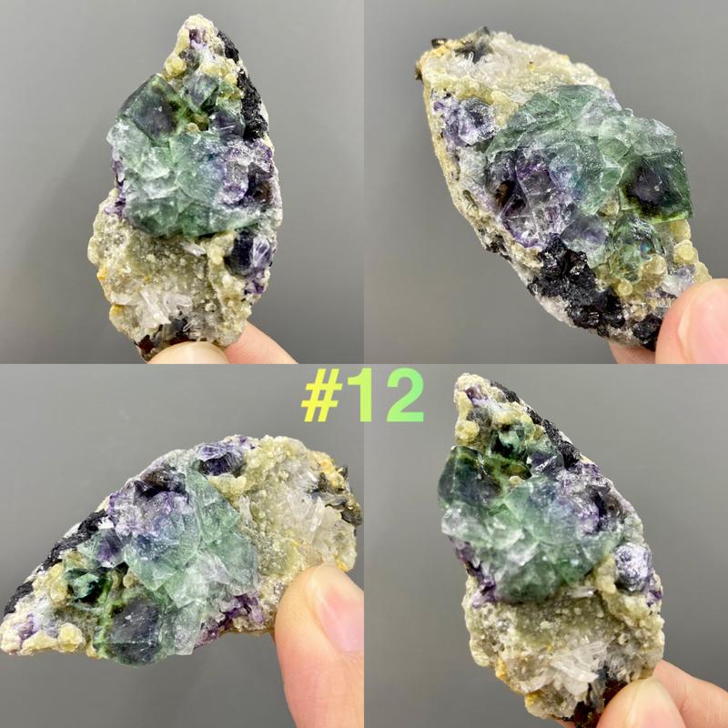Purple Green Fluorite Clusters Specimens, Inner Mongolia China, Fluorite with Quartz, Cubic Fluorite Crystal 4