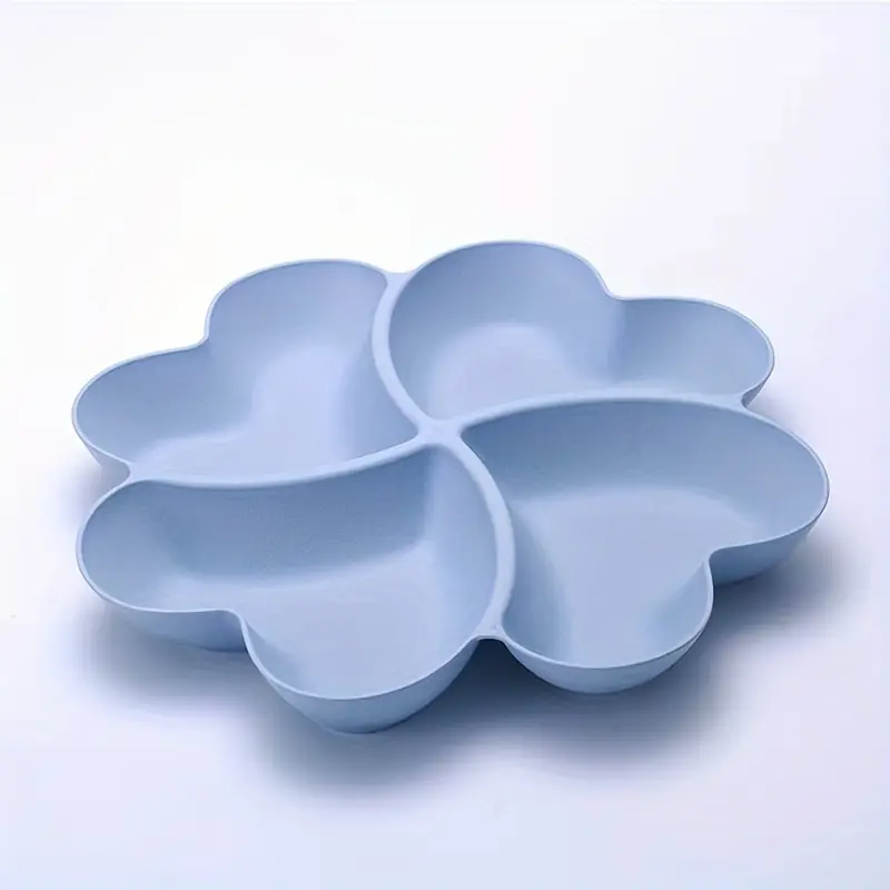 4-Compartment Plastic Snack Tray - Reusable Candy Serving Platter for Appetizers, Desserts, Nuts, Fruits |       Circular Multipurpose Sectional Dish for Dips & Chips |       1pc Snack Server 8