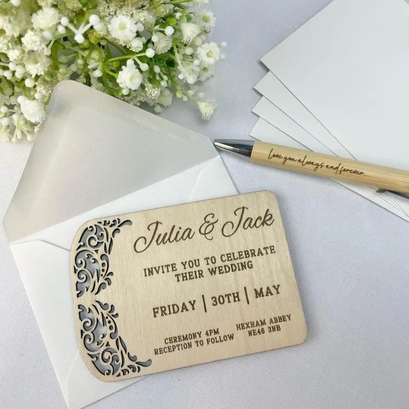 Personalised Wooden Save The Date Invitations, with or without magnets