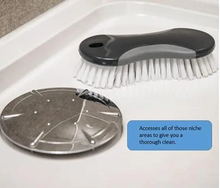 Scrubbing Brush with Soft Rubberised Grip and Durable Bristles, Metallic Graphite, 16.5 x 8 x 5 cm 2