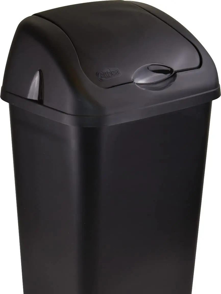 60 Litres Premium Plastic Swing Bin for Home and Kitchen Rubbish Waste (Black) - Ideal for Waste Management