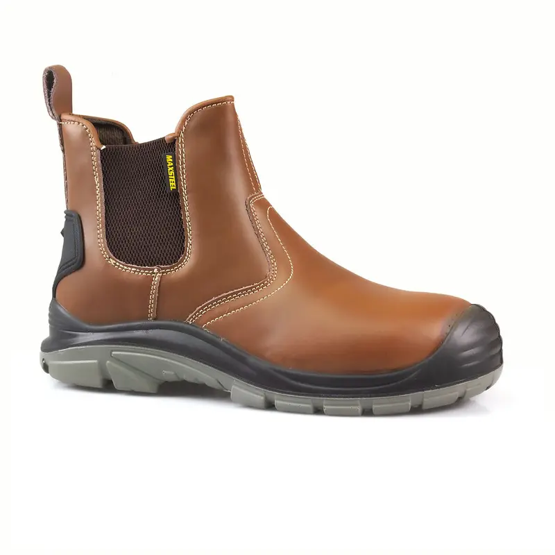 MENS LEATHER CHELSEA SAFETY BOOTS DEALER SLIP ON STEEL TOE CAP WORK SHOES SIZE LIGHTWEIGHT STEEL MIDSOLE WATERPROOF HEEL GUARD PULL ON 3