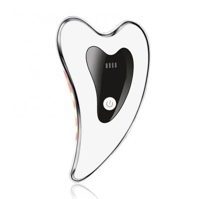 Facial Massager Gua Sha Scraper with LED Light & Vibration Modes -USB charger (800mAh) - Soothing Calming Skincare Device Comfort scraping lymphatic drainage collagen antiaging anti-aging contour face depuff de-puff 3