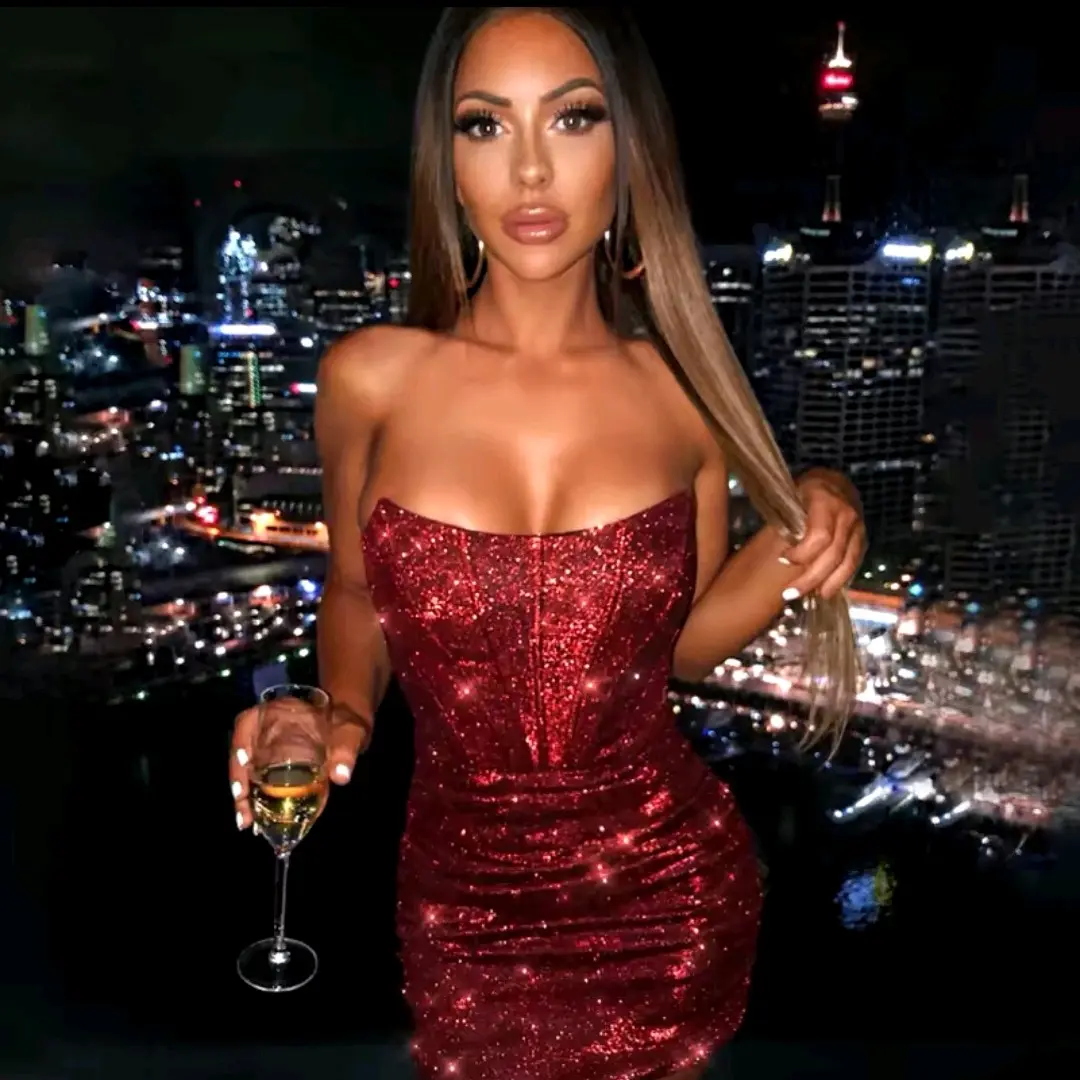 Corset Style Bandeau Mini Dress for Women - Casual Womenswear
