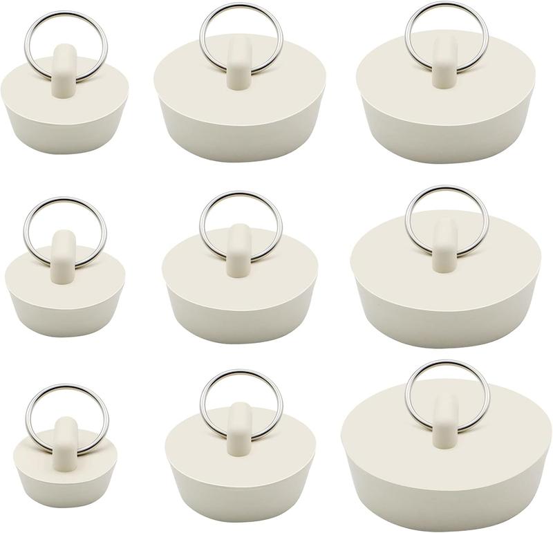 9 Pcs Bath Plugs - Rubber Bathroom & Kitchen Sink Plugs with Hanging Ring, Drain Stoppers for Bathtub & Tubs, 9 Sizes 0