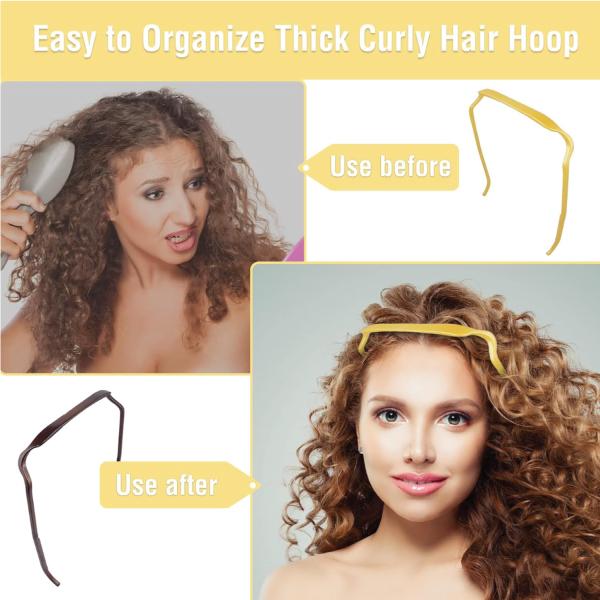 Product Introduction of 2 Pcs Curly Thick Hair Headband, Sunglasses Headband Invisible Hair Hoop for Curly Thick Hair, Square Headband Like Sunglasses Create a Fashionable Hairstyle (Black) 15