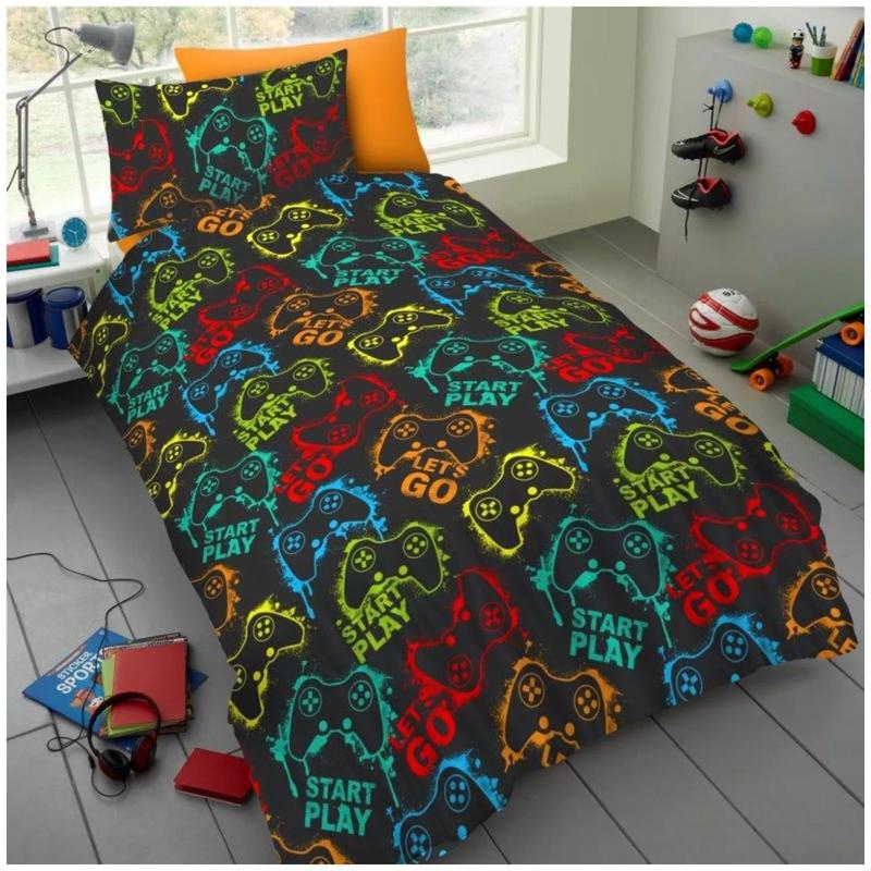 Boys & Girls Duvet Cover Set & Pillowcase Microfiber Kids Bedding Quilt Single BMX Stunts Dino Roar Gamer Boys Goal Blue Love Hearts Magical Unicorn Mermaids Ranbow Space Xmas Winter Patch 2