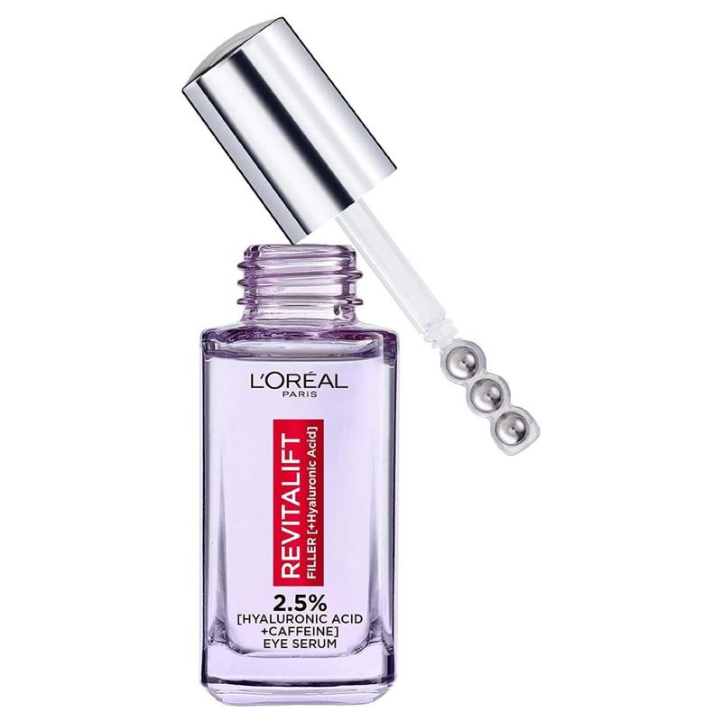 L'Oréal Paris 2.5% Hyaluronic Acid and Caffeine Eye Serum, Revitalift Filler, Replumps, Brightens And De-Puffs Eyes – 20ml Gentle Skin Care Comfort 0