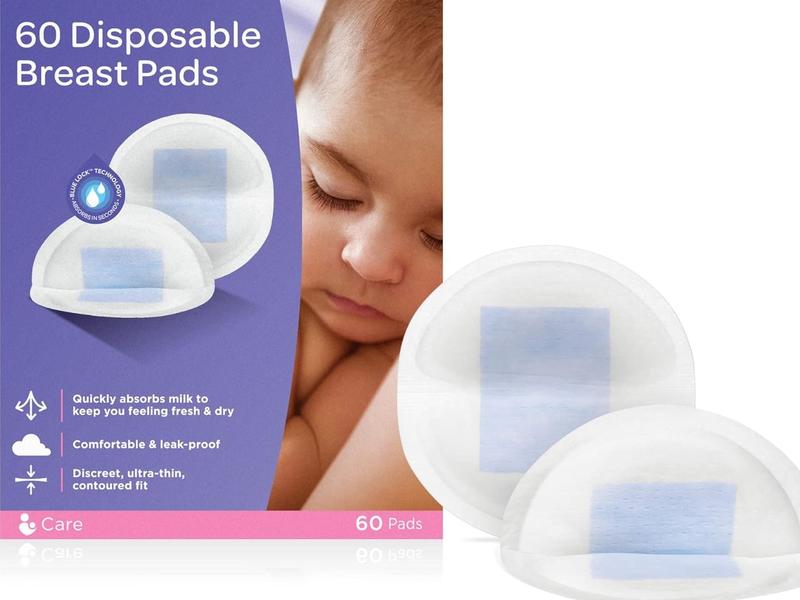 Disposable Breast Pads for nursing breastfeeding mothers, essential for hospital bag, thin super absorbent layers, discreet fit , 60 Count ( Pack of 1) | Free Shipping 5