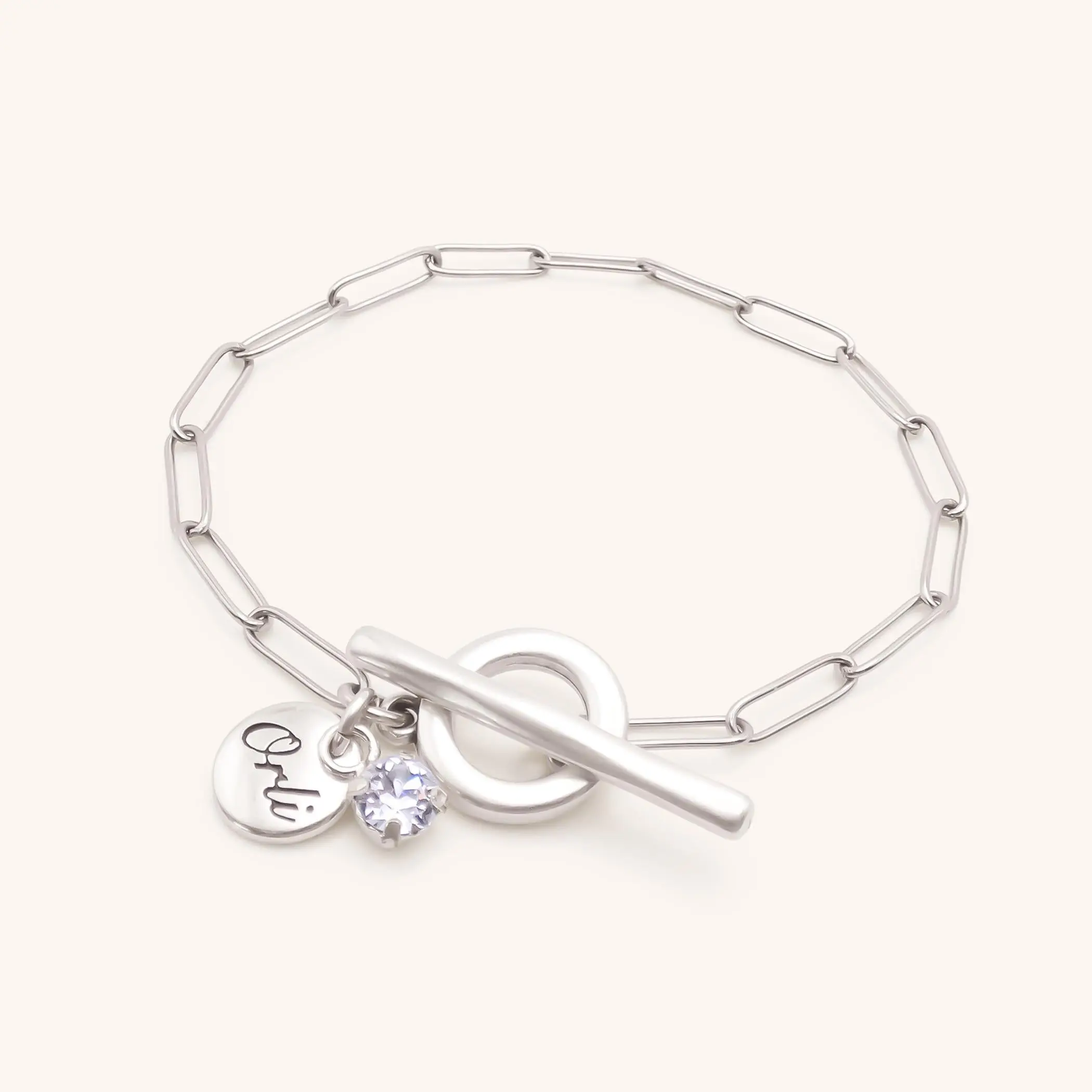 Gracie Personalised Bracelet with Birthstone, Silver |  Luxury Christmas, Anniversary & Birthday Gift | Write Personalisation in Order Notes