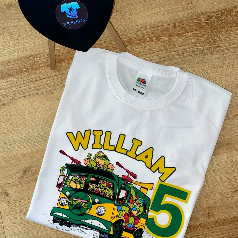 Personalised Ninja Turtles Birthday T-shirt, Ninja Turtles Birthday T-shirt, Ninja Turtles gifts, Birthday T-shirt, Turtles Cotton Top Tshirt Mutant 2