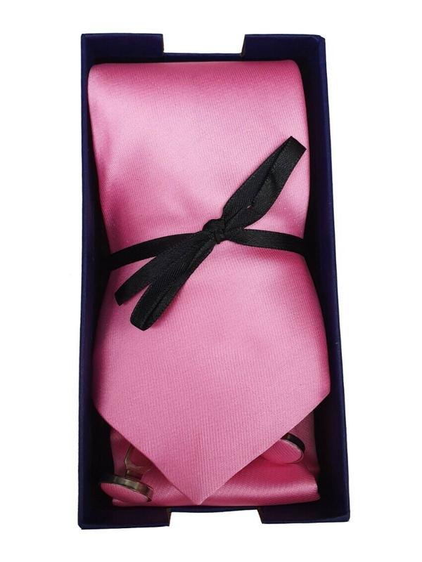 Men's Skinny Tie Classic Satin/Silk Cufflinks Pocket Square Wedding Plain Smart 7
