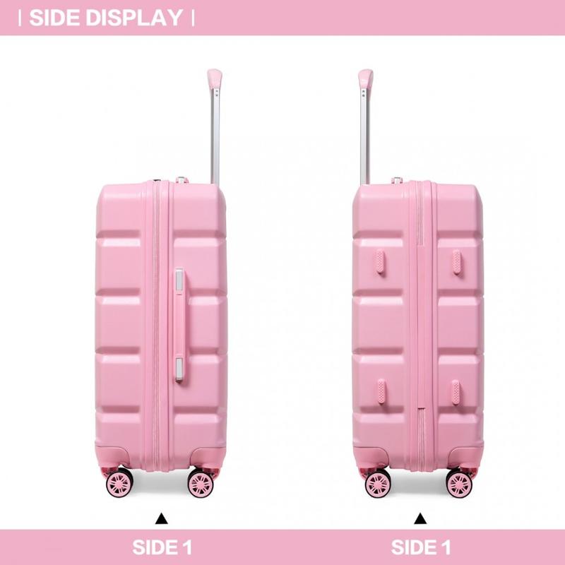 [MissLulu Bags] Waffle Design Lightweight Hard Shell ABS 20''/24''/28'' Suitcase with TSA Lock and 13'' Vanity Case - Pink 4