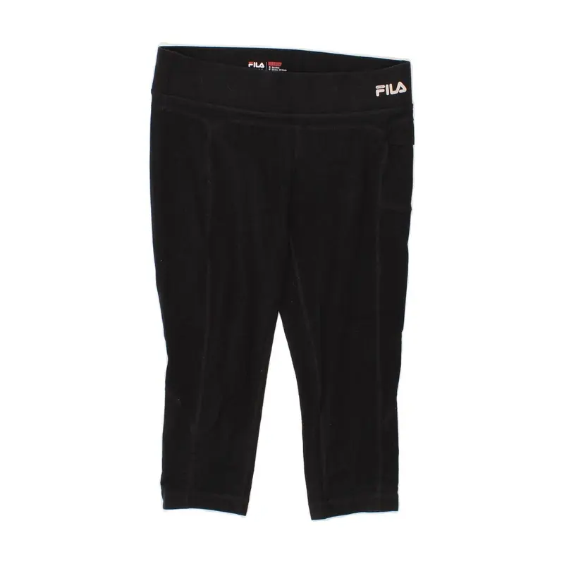 Pre-Owned Vintage FILA Womens Capri Leggings UK 10 Small  Black Cotton 0