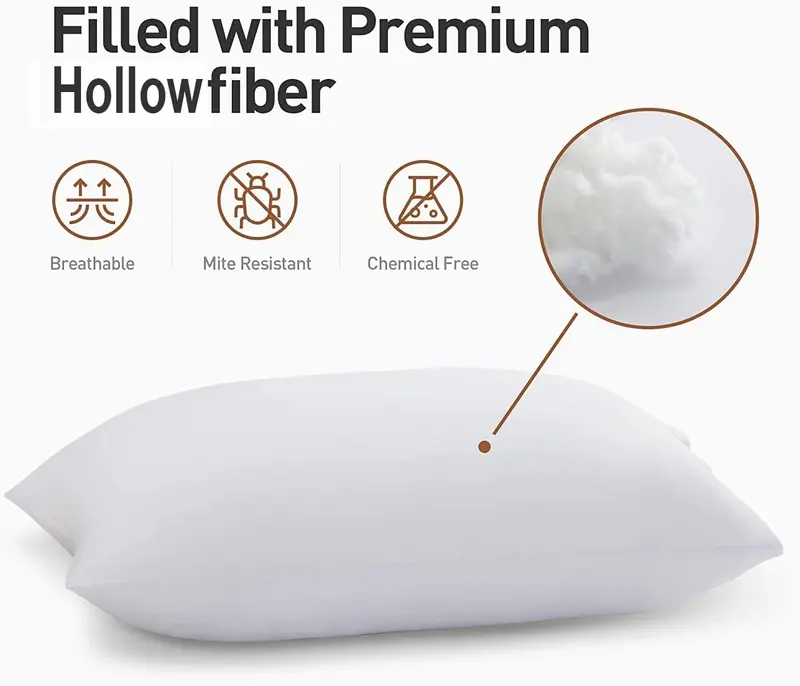 Hotel Quality Down Pillows Side Sleeper Bounce Back Bed Pillow Quick rebound, Dust Proof Resistant Premium Filled Pillows Medium Support Comfortable Duck Feather Bed for Front, Back and Side Sleepers Machine Washable Hypoallergenic of Standard Size, White 3