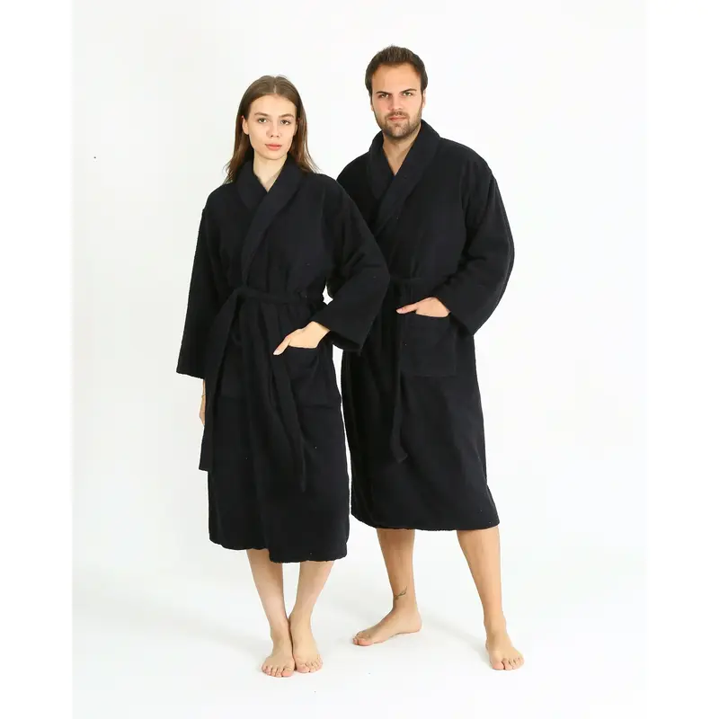 Supreme Unisex Cotton Bath Robe with Soft Collar and Long Sleeves - Highly Absorbent and Quick Drying for Ultimate Comfort - Loungewear, Womenswear Comfortable Gowns Medium Petite Shawl Nightwear 2