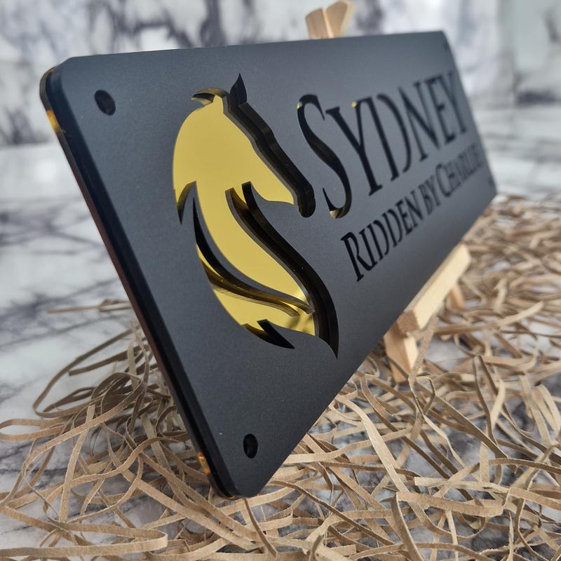 Gold Mirror and Black Horse Stable Name Sign Personalised just for you! 1