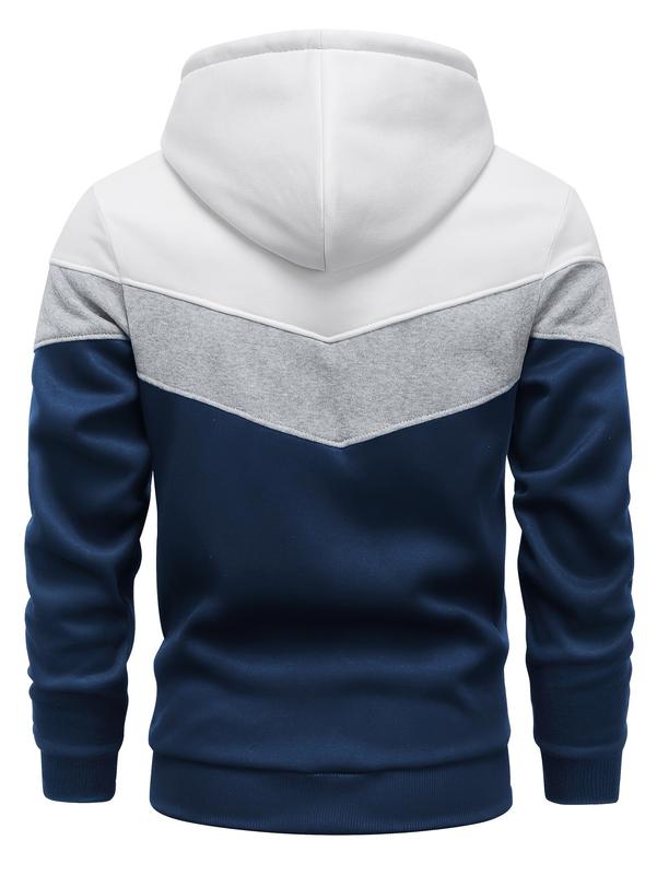 Men's Color Block Hoodie - Casual Graphic Design Pullover with Kangaroo Pocket for Winter and Fall Streetwear - Great Gift Idea 1