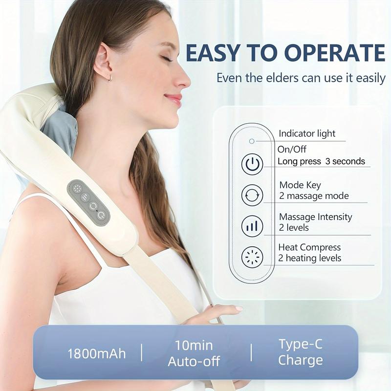 Product Introduction of Rechargeable Cordless 3D Kneading Neck Massager Pillow - Soothing Heat, Deep Tissue Massage, Relaxation for Neck, Back, Shoulder, and Leg Muscles at Home - Portable, Ergonomic Design for Ultimate Comfort shiatsu  massager neck  massager 12