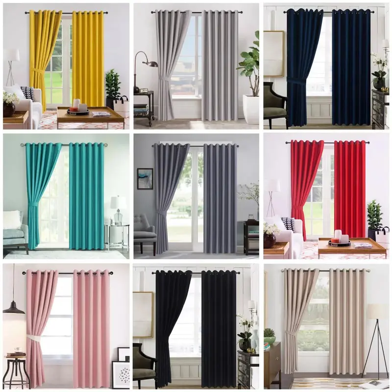 Insulated Heavy Thick Blackout Curtains Eyelet Ring Top Pair Panel Curtain 5