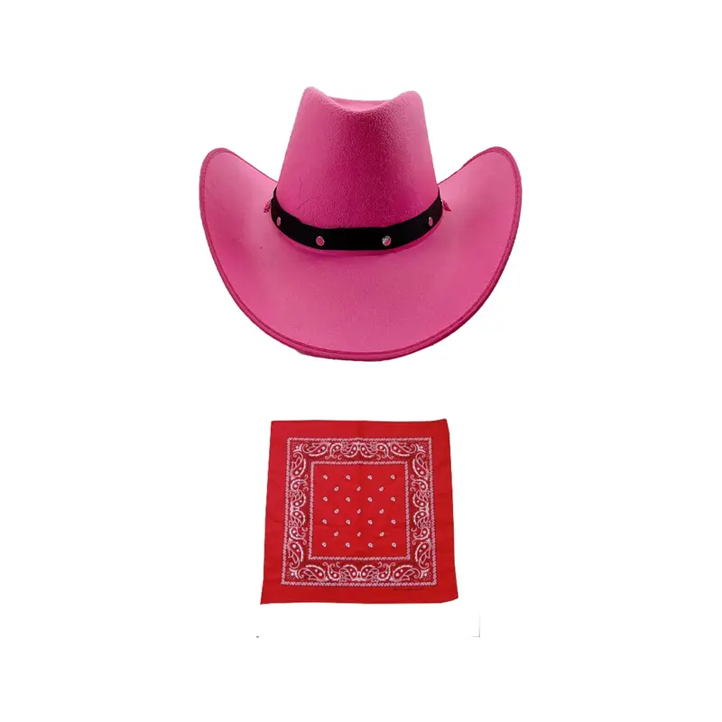 Adult Cowboy Cowgirl Hat & Bandana Wild Western Set 1