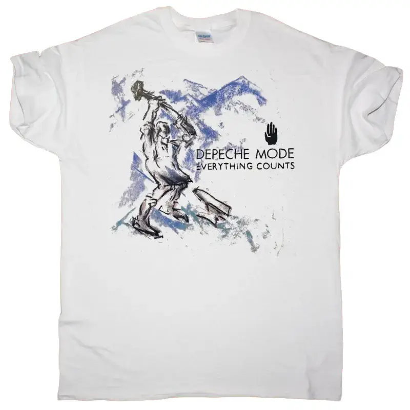 Depeche Mode Everything Counts New White T Shirt Style Cute Casual Y2K Women's Cotton Tee with Sassy Design Top Womenswear Streetwear Bag Comfortable Forest Hoodie