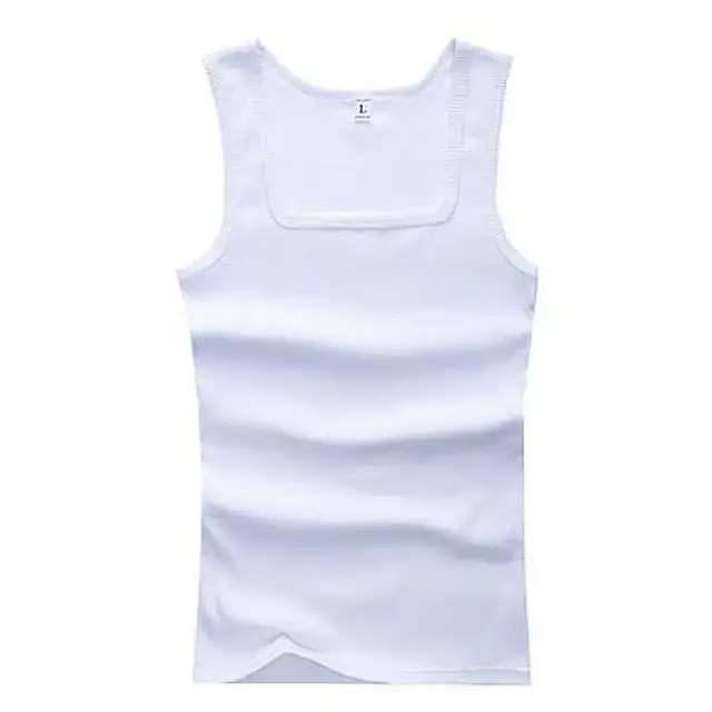 Square Neck Muscle Fit Ribbed Tank Top Men Clothing Singlets Basic Elastic Tank Tops Sleeveless Fitness Men Vest 2