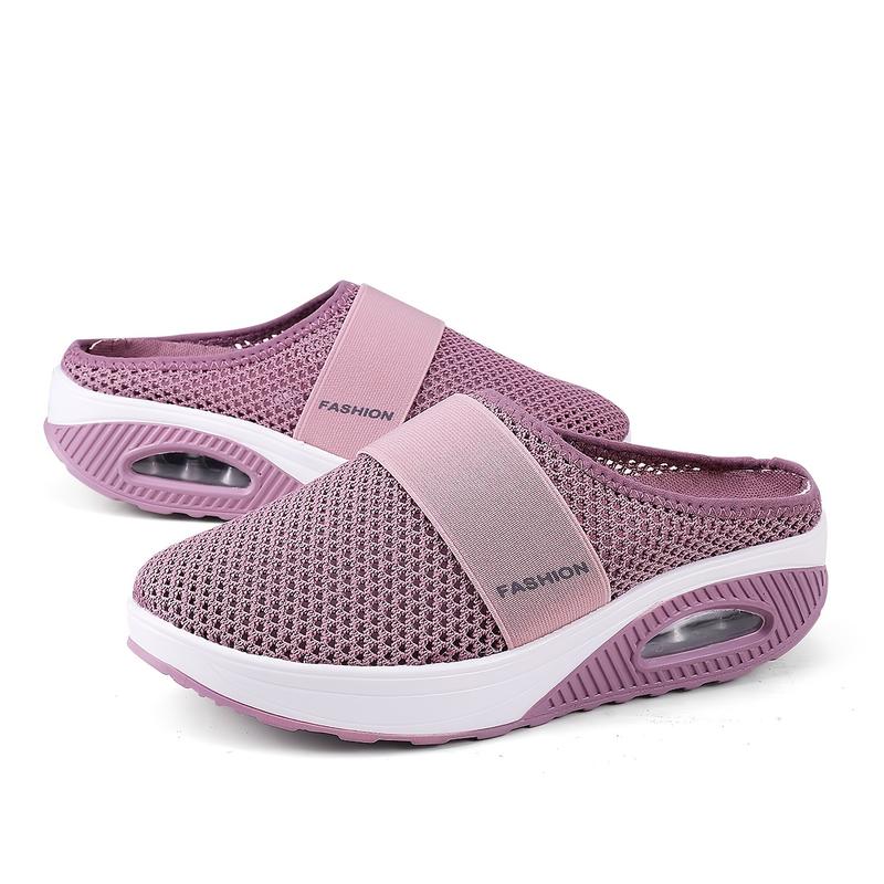 Lightweight & Breathable Spring Women's Mesh Sandals: Air Cushion Sole, Embroidered Embellishment, Casual Slip-on Mules 1