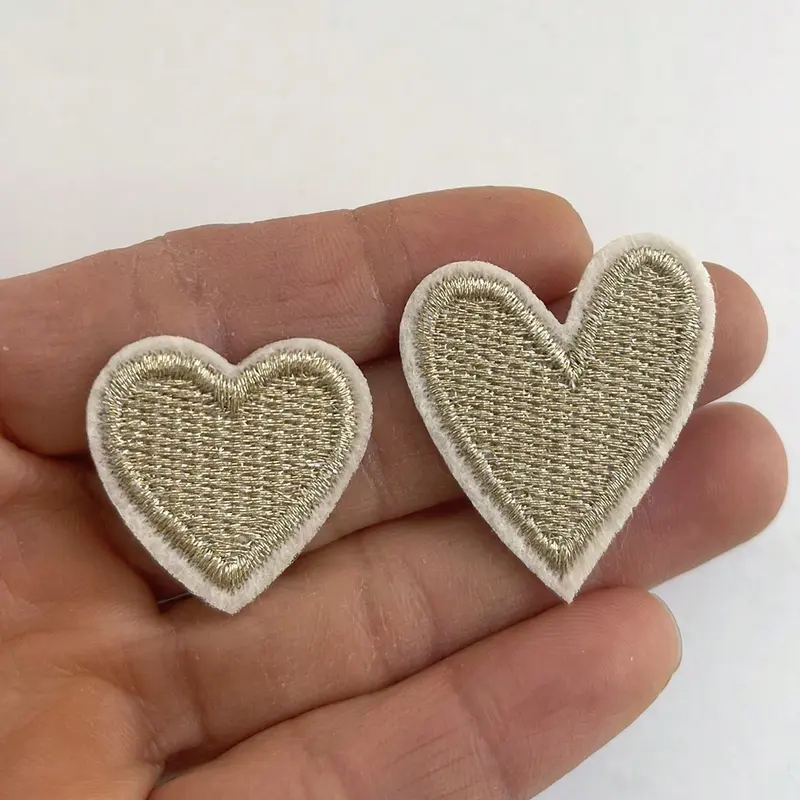 5/10pcs Golden Heart Embroidery Patches, Iron-On/Sew-On Appliques For DIY Clothing And Fabric Crafts Embroidery Kit Sewing Accessories 2