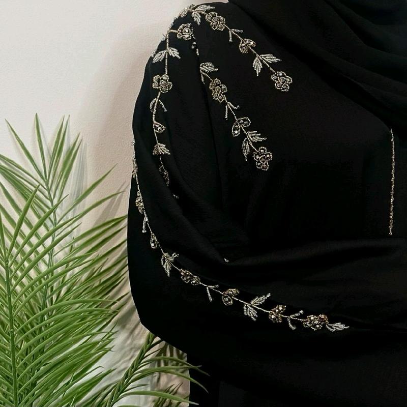 Rida Abaya with Intricate Embellishments - Essential Party Open Abaya luxury 4
