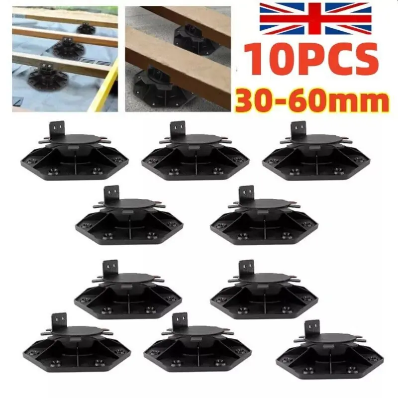 10Pcs Adjustable Decking Pedestal Riser Bearing Support 30-60mm