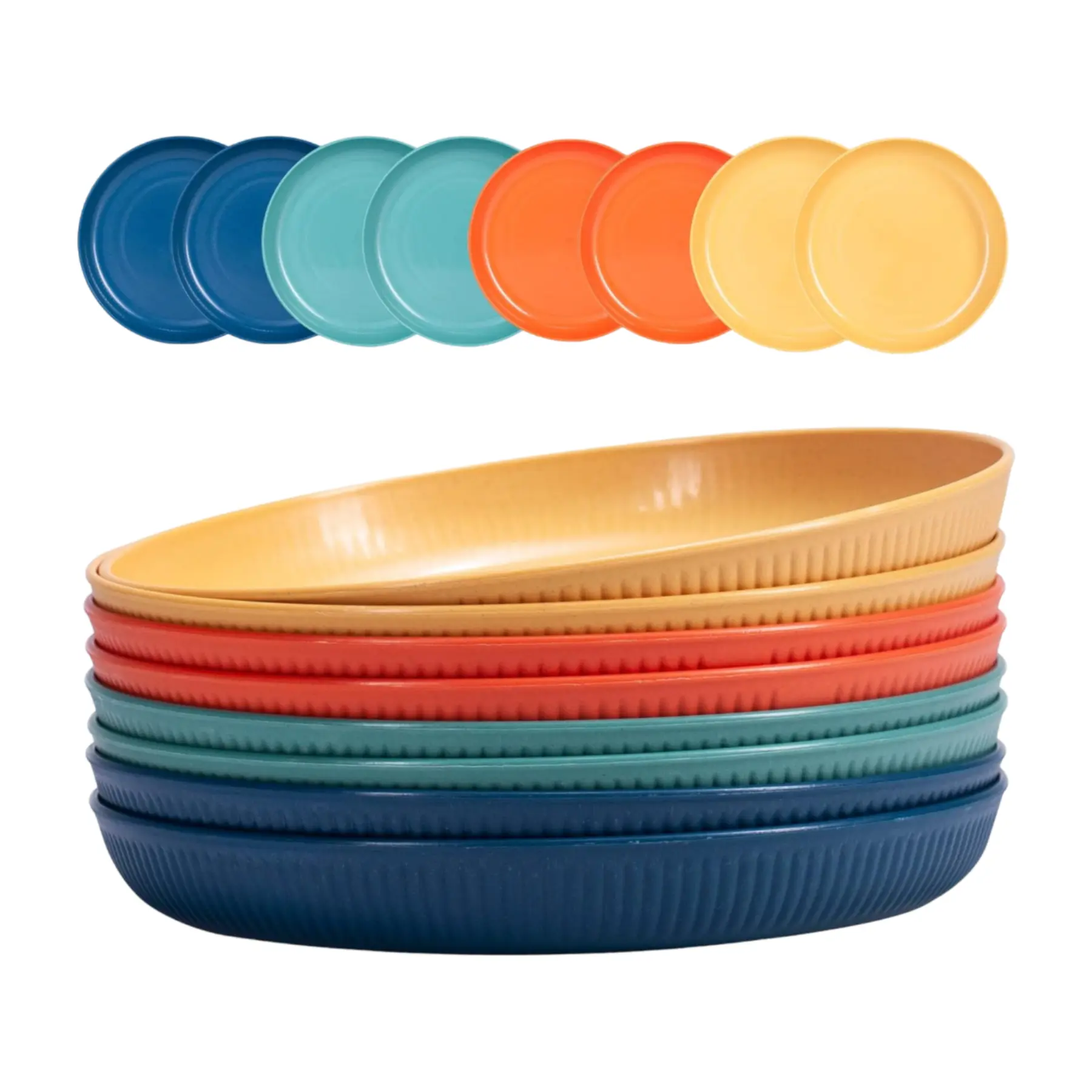 Unbreakable Dinner Plates - 9" Set of 8 Salad Plates - Toddler Plates Microwave and Dishwasher Safe Kids Plates - Picnic Plates for Dessert, Lightweight Dinner Plates for Home & Outdoors ESS Direct Dinnerware Reusable