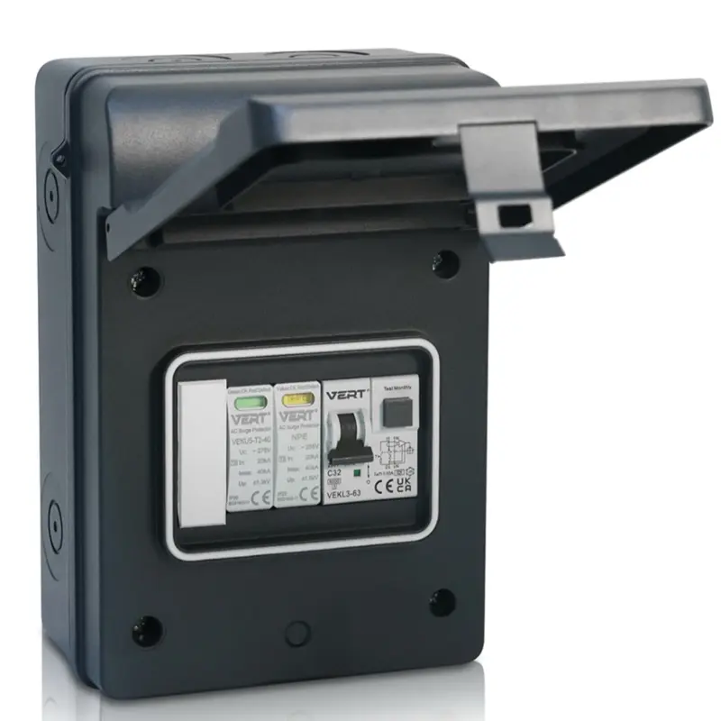 Vert Thunder EV and Solar PV Consumer Unit - IP65 - Outdoor and Indoor - Black