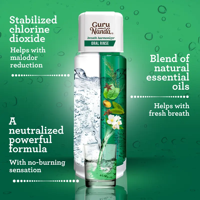 GuruNanda Dual Barrel Breath Harmonizer Mouthwash- Wild Mint - 20 oz 5