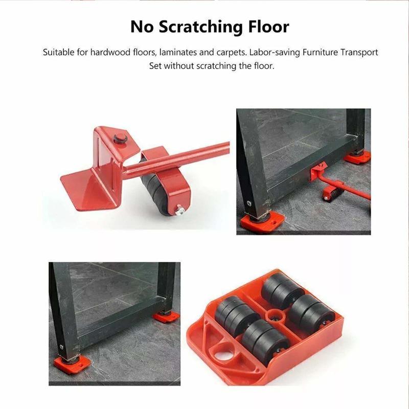 5 Pcs Heavy Duty Furniture Shifter Lifter Set Wheel Moving Removal Slider Mover 7