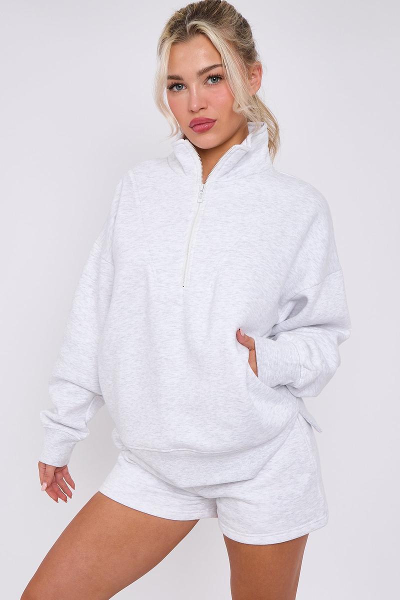 Product Introduction of H.O.S Women's 1/2 Zip Top & Shorts Fleece Co-ord Set 12