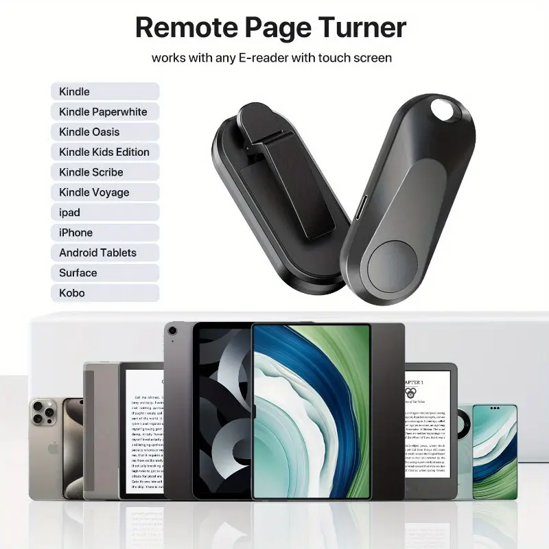 RF Remote Control Page Turner For Kindle, Ipad Surface Comics, For IPhone, Android Tablets Reading Novels Taking Photos Accessories Selfie 1