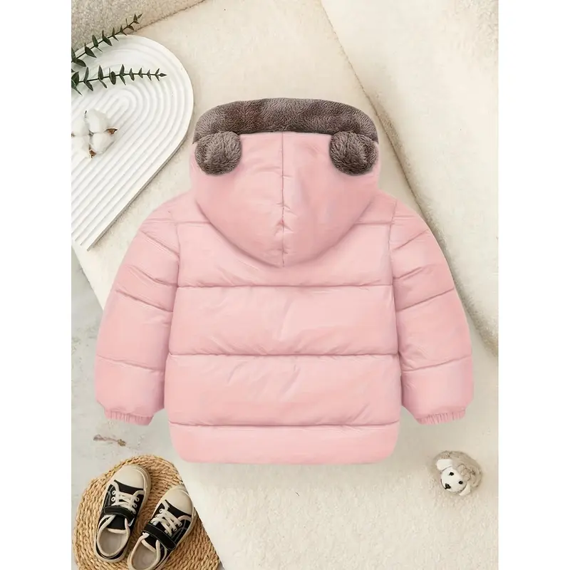 Youngsters' Reversible Fleece-Lined Hooded Jacket - Warm, Windproof Winter Coat for Boys & Girls, Casual Solid Color with Zip Detail 7